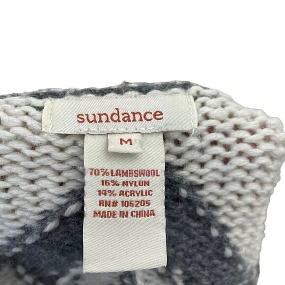 Sundance Lambswool Blend Nordic Fair Isle Zip Cardigan Sweater Jacket sz Medium - Picture 4 of 4